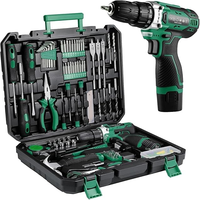 TLGREEN coffret outillage 138 pièces avec perceuse sans fil 12V