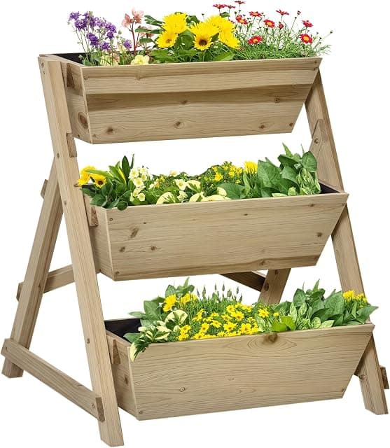 Outsunny carré potager 3 étagères 71x61x77cm